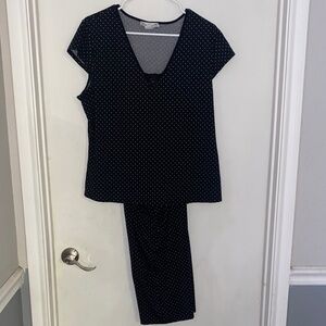 Linea Donatella Black and White Polka Dot Pajama Set